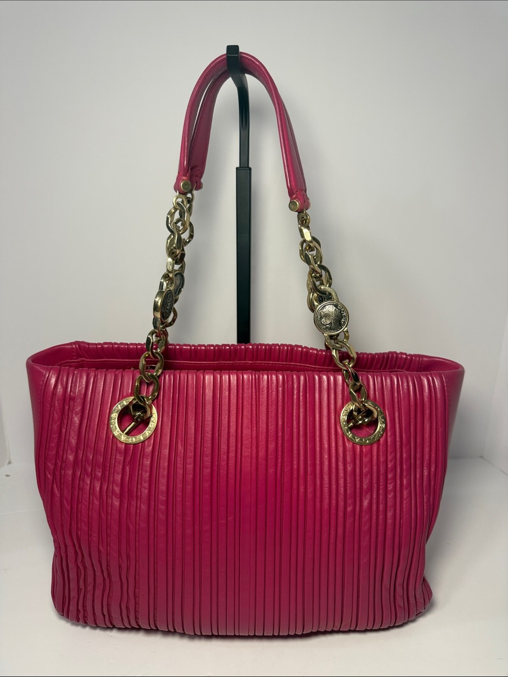 BVLGARI Monte Plissé Tote Bag – Pink Pleated Nappa Leather - Picture 6 of 13